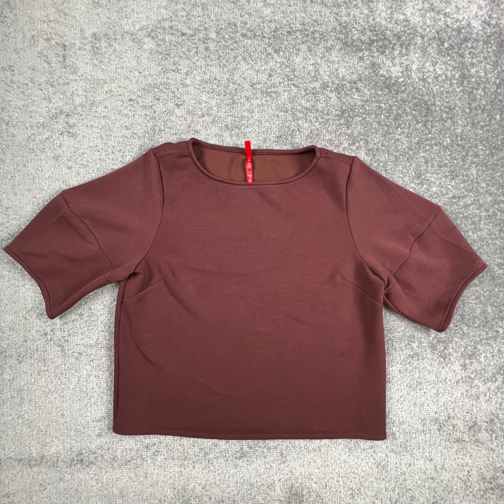 Spanx AirEssentials Short Sleeve Top Spice Red Brown M 20376R